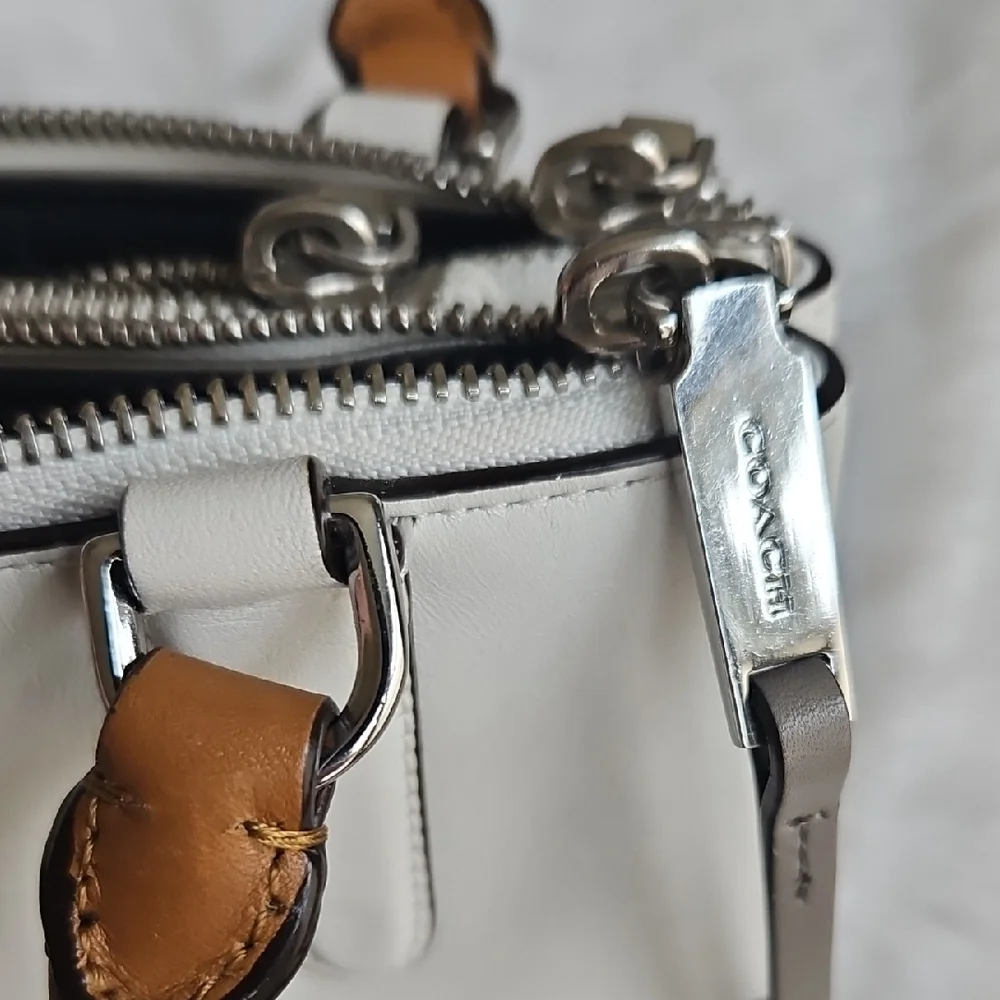 Coach Mini Borough Bag With Retro Colorblock Leather with Brown Handles